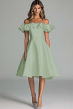 Wit Off The Shoulder A Line Trouwjurk Met Ruches