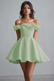 Off The Shoulder A Line Mini Witte Afstuderen Jurk