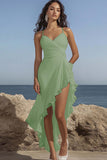 Witte Spaghetti Straples Ruched Gegolfde Graduatie Jurk met Split