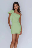 Witte One Shoulder Bow Bodycon afstudeerjurk