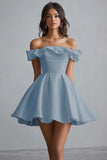 Off The Shoulder A Line Mini Witte Afstuderen Jurk