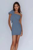 Witte One Shoulder Bow Bodycon afstudeerjurk