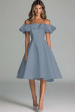 Wit Off The Shoulder A Line Trouwjurk Met Ruches