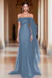 Cabernet Off The Shoulder Zeemeermin Tule Lange Militaire Bal Jurk