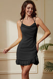 Gele Spaghetti Bandjes Bodycon Korte Feestjurk