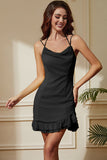 Gele Spaghetti Bandjes Bodycon Korte Feestjurk