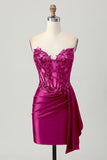 Sprankelende donkergroene strapless korset pailletten bodycon homecoming jurk met slinger