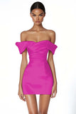 Off The Shoulder Witte Bodycon Satijnen Afstuderen Jurk