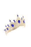 Gouden en Koninklijk Blauwe Kristallen Gala Koningin Kroning Tiara