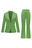 Grijs Roze Peak Revers Satijn Slim Fit Dames Pakken