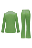 Grijs Roze Peak Revers Satijn Slim Fit Dames Pakken