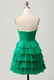 Gele Strapless A-lijn gelaagde Homecoming-jurk met strik