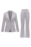 Grijs Roze Peak Revers Satijn Slim Fit Dames Pakken