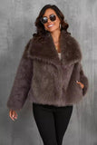 Pluizige zwarte revers faux fur winterjas