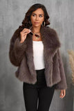 Pluizige zwarte revers faux fur winterjas