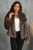 Pluizige zwarte revers faux fur winterjas