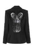 Zwart Eenknoops Seuqin Kraalkraalblazer met revers