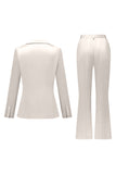 Grijs Roze Peak Revers Satijn Slim Fit Dames Pakken