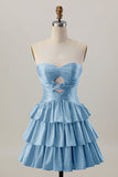 Oranje Strapless Gelaagde A Line Cut Out Homecoming Jurk met Kralen