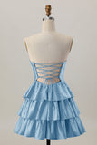 Oranje Strapless Gelaagde A Line Cut Out Homecoming Jurk met Kralen