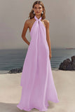 Witte Lange Schede Halter Chiffon Afstudeerjurk