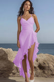 Witte Spaghetti Straples Ruched Gegolfde Graduatie Jurk met Split