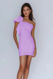 Witte One Shoulder Bow Bodycon afstudeerjurk