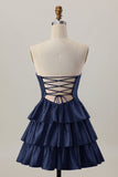 Oranje Strapless Gelaagde A Line Cut Out Homecoming Jurk met Kralen