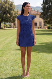 Gele rondhals bodycon homecomingjurk met 3D-bloemen
