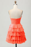 Gele Strapless A-lijn gelaagde Homecoming-jurk met strik