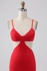 Afbeelding in Gallery-weergave laden, Spaghetti bandjes zeemeermin Backless rode Prom jurk