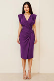 Olijfkleurige bodycon midi-jurk met v-hals met ruches