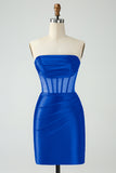 Donkergroen korset strapless bodycon korte homecoming jurk