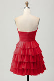 Gele Strapless A-lijn gelaagde Homecoming-jurk met strik