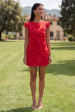 Gele rondhals bodycon homecomingjurk met 3D-bloemen