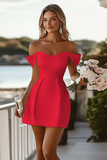 Off The Shoulder Satijnen Bodycon Witte Afstuderen Jurk