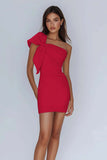 Witte One Shoulder Bow Bodycon afstudeerjurk