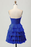 Gele Strapless A-lijn gelaagde Homecoming-jurk met strik