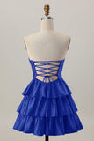 Oranje Strapless Gelaagde A Line Cut Out Homecoming Jurk met Kralen