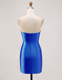 Fuchsia Strapless Bodycon Homecoming Jurk met Kralen en Split