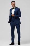 Lichtroze 3-delige Peak Lapel Jacquard One Button heren galapakken