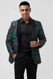 Groene Jacquard Sjaal Revers Een Knoop Heren Prom Blazer