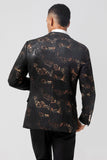 Donkerbruine revers met inkeping Jacquard Single breasted heren blazer