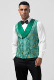 Groene Peak Revers Jacquard Een Knoop 3 Delige Heren Prom Suits