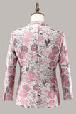 Roze sjaal revers jacquard één knop heren prom blazer