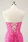 Sprankelende Fuchsia Sweetheart Corset Homecoming jurk met appliques