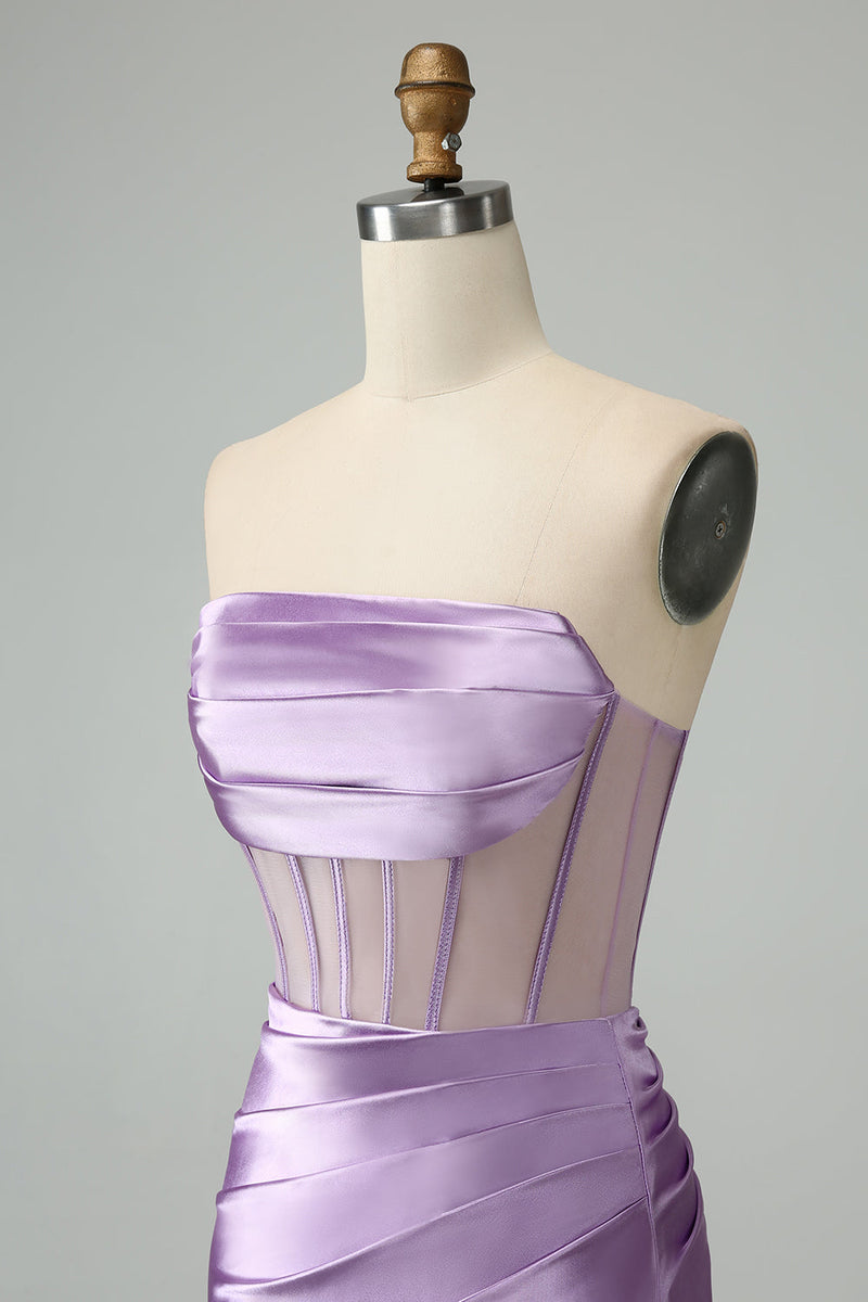 Afbeelding in Gallery-weergave laden, Donkergroen korset strapless bodycon korte homecoming jurk