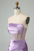 Afbeelding in Gallery-weergave laden, Donkergroene bodycon korset strapless korte Homecoming jurk