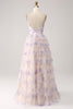 Afbeelding in Gallery-weergave laden, Lavendel bloem gelaagde prinses Prom jurk met geplooid