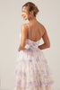 Afbeelding in Gallery-weergave laden, Lavendel Bloem Prinses Spaghetti Bandjes Gelaagde Prom Jurk met Geplooid